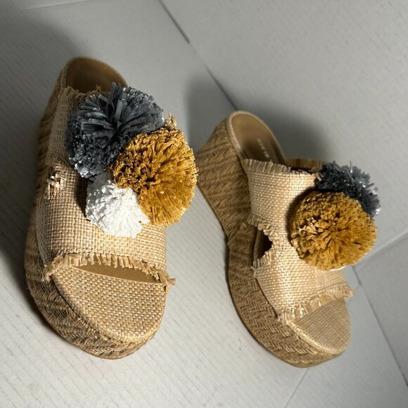 LADIES NEW POM POM WEDGES SIZE 7.5 - Picture 15 of 15